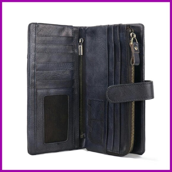 Genuine Leather Women's Wallet Large Capacity RFID Blocking Clutch - Picture 1 of 7